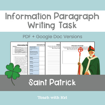 Preview of Writing Information Paragraphs - St. Patrick Writing Activity OLC4O OSSLT
