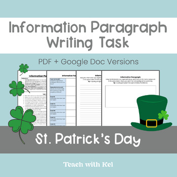 Preview of Writing Information Paragraphs - St. Patrick's Day Writing Activity OLC4O OSSLT