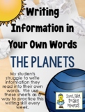 Writing Information in Your Own Words - The Planets