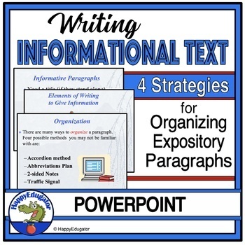 Preview of Writing Informational Expository Text and Organizing Paragraphs PowerPoint