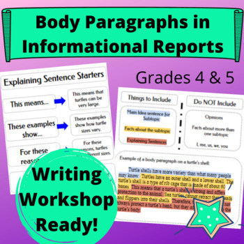 Preview of Writing Informational Reports, Body Paragraphs for Essay Writing 4th & 5th Grade