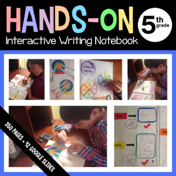 Preview of Writing Interactive Notebook Fifth Grade with Scaffolded Note + Google Slides