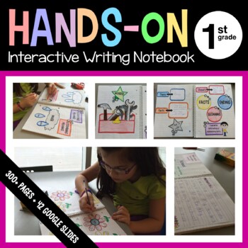 Preview of Writing Interactive Notebook First Grade with Scaffolded Notes + Google Slides