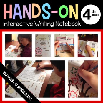 Preview of Writing Interactive Notebook Fourth Grade with Scaffolded Notes + Google Slides