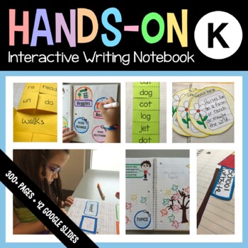Preview of Writing Interactive Notebook Kindergarten with Scaffolded Notes + Google Slides