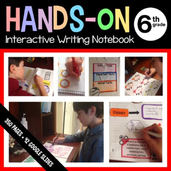 Preview of Writing Interactive Notebook Sixth Grade with Scaffolded Notes + Google Slides