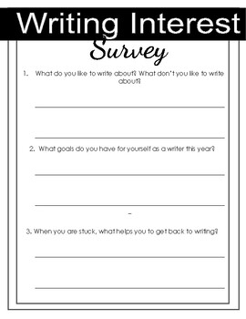 Preview of Writing Interest Survey