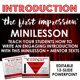 Writing Introductions: The First Impression - Minilesson for Writing Workshop