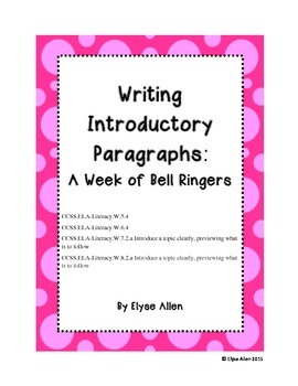 Preview of Writing Introductory Paragraphs:  A Week of Bell Ringers