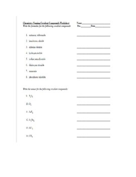 Preview of Writing Ionic and Covalent names and formulas