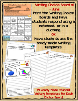 Preview of JUNE Writing Prompts With Activity Practice Pages/Graphic Organizers