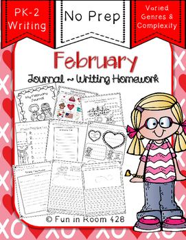 Preview of Writing Journal / Homework ~ February {No Prep}