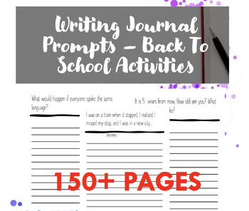 Preview of Writing Journal Prompts – Back To School Activities - All Year Bundle - 150 PGS