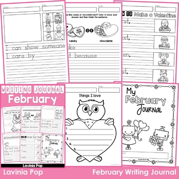 Preview of February Writing Journal Prompts