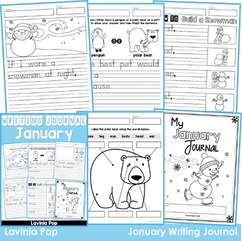 Preview of January Writing Journal Prompts | Winter