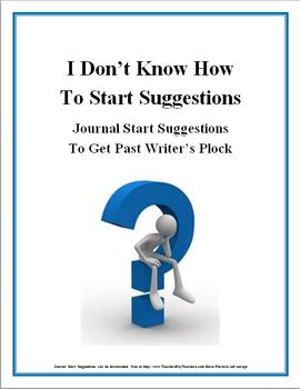 Preview of Writing Journal Start Suggestions to Eliminate Writer's Block