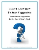 Writing Journal Start Suggestions to Eliminate Writer's Block