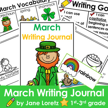 Preview of March writing prompts, Daily writing journal, 1st grade, 2nd grade, 3rd grade