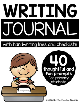 Preview of Writing Journal with Sentence Starters and Handwriting Lines for Primary Grades