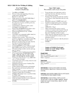 Preview of Writing Journalism Self Editing Self Check Handout {Editable}