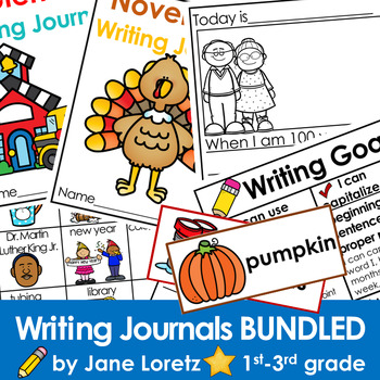 Preview of Writing prompts, daily writing journals whole year BUNDLED 1st grade, 2nd, 3rd