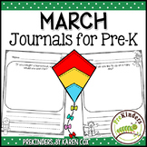 Writing Journals Prompts: MARCH Preschool Kindergarten PreK