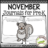 Writing Journals Prompts: NOVEMBER Preschool Kindergarten PreK