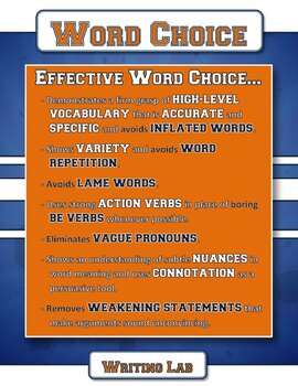 Preview of Writing Lab - Word Choice Unit Review Materials