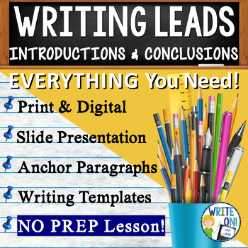 Preview of Writing Leads & Summaries, Essay Introductions & Conclusions, Writing Hooks