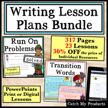 Preview of Writing Lessons PowerPoint and Worksheets Bundle