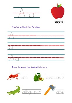 Preview of Writing Letter A to Z Worksheet