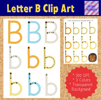 Preview of Writing Letter B b - Clip Art Pack - 5 Different Stages