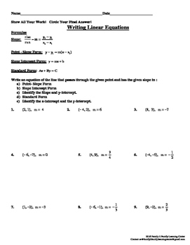 Preview of Writing Linear Equations