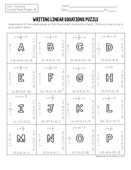 linear equations writing activity puzzle points two preview middle maneuvering