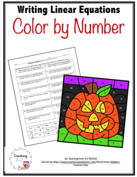 Preview of Writing Linear Equations Coloring Activity Halloween