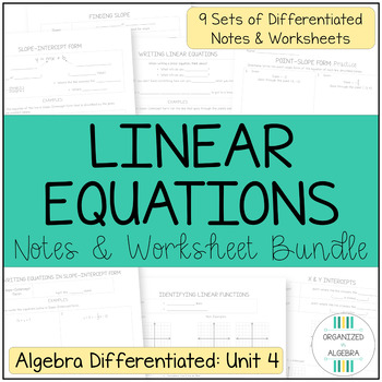 Preview of Writing Linear Equations Algebra Differentiated Guided Notes and Practice BUNDLE