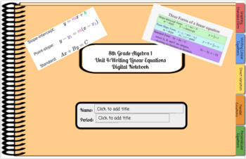 Preview of Writing Linear Equations Digital Interactive Notebook