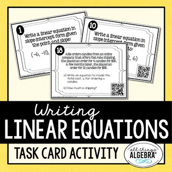 Preview of Writing Linear Equations (Given Point & Slope or Two Points) | Task Cards