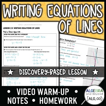 Preview of Writing Linear Equations Lesson | Warm-Up | Guided Notes | Homework