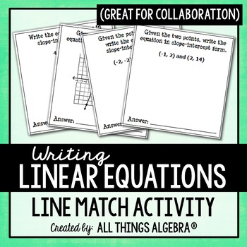 equations linear activity writing match line teacherspayteachers