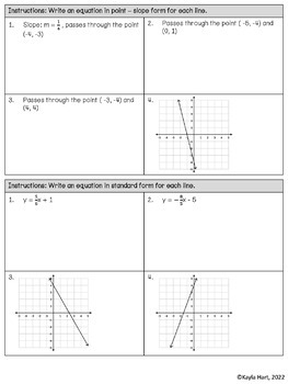 writing linear equations from multiple representations worksheet