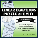 Writing Linear Equations Snake Puzzle Activity