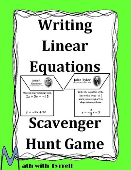Preview of Writing Linear Equations Scavenger Hunt Game
