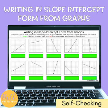 Preview of Writing Linear Equations Slope Intercept Form from Graphs Self Checking Activity