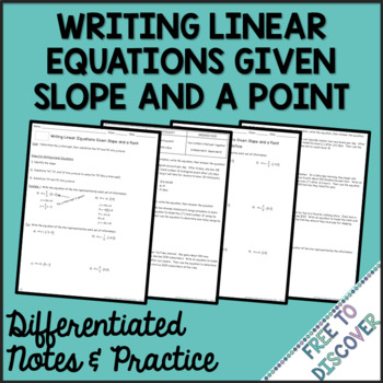 Preview of Writing Linear Equations Slope and Point Notes & Practice