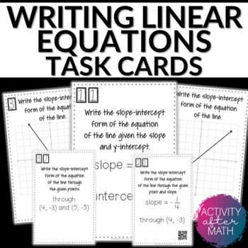 Preview of Writing Linear Equations Slope-Intercept Form Task Cards