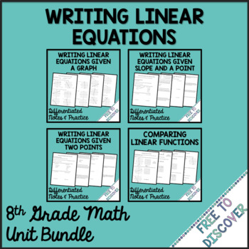Preview of Writing Linear Equations Notes and Practice Bundle