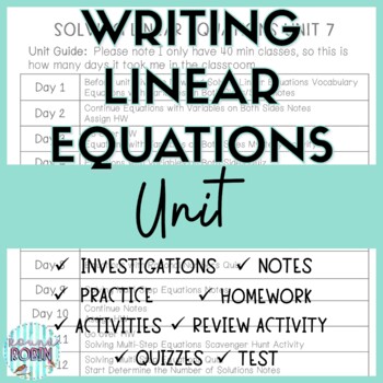 Preview of Writing Linear Equations Guided Notes Practice Homework 8th Grade Math Bundle