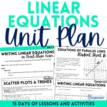 Preview of Writing Linear Equations Unit Plan