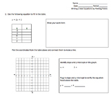 Writing Linear Equations by Plotting Points Discovery Worksheet